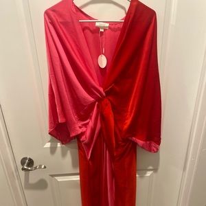 ODDY hot pink and red silk midi